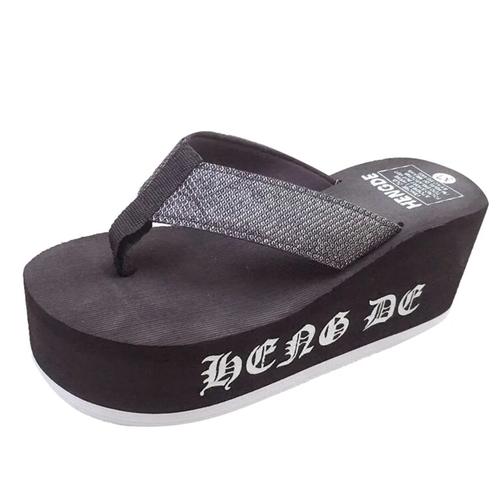 Женские шлепанцы на танкетке модные однотонные Вьетнамки для женщин