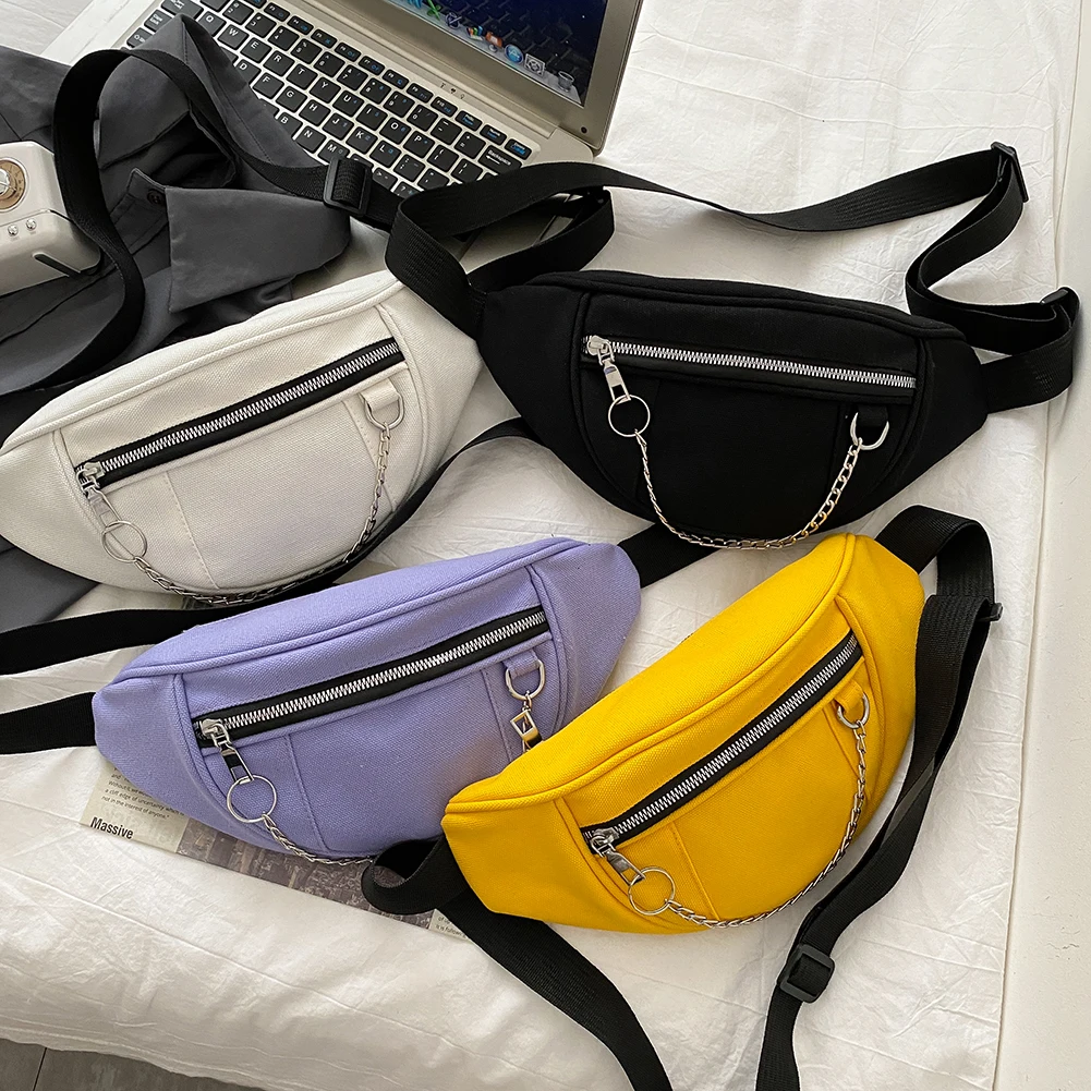 

Solid Phone Pouch Chest Belt Bag Casual Women Canvas Street Fanny Messenger Pack for Shopping Daily Women's Waist Bag