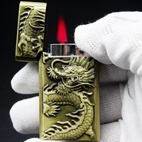 crisp sound torch lighter butane jet gas lighter metal chinese dragon 1300 c windproof cigar lighter outdoor gadgets for man