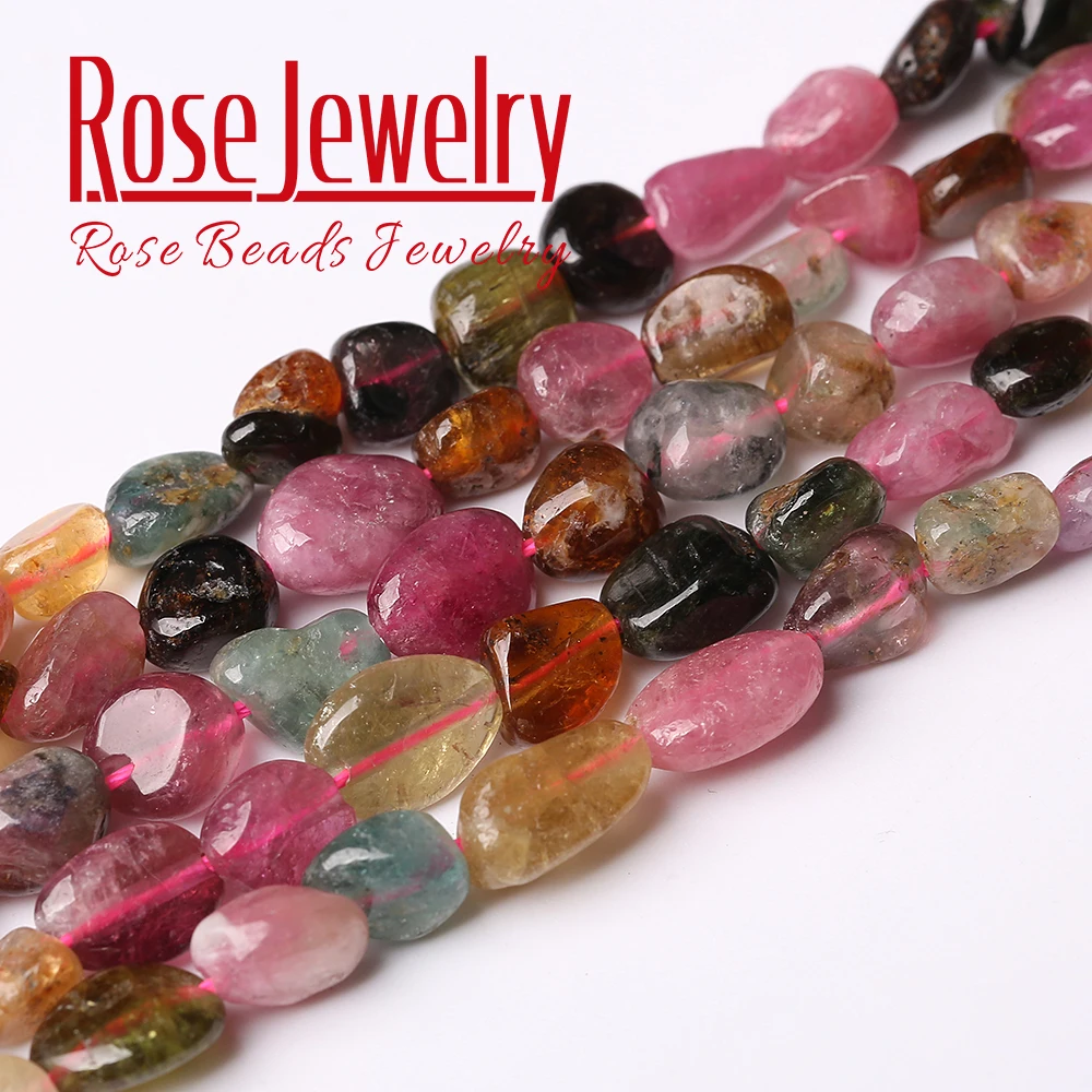 

6-8mm Natural Irregular Colorful Tourmaline Beads Loose Stone Beads for Jewelry Making Bracelets Necklace 15 Inches Wholesale