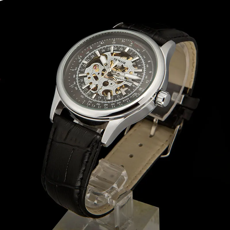 Мужские механические наручные часы SEWOR с кожаным ремешком|wristwatch mens|wristwatch mens