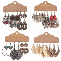 ethnic style vintage dangle earrings set for women 2021 bohemian temperament handmade tassel statement earrings indian jewelry