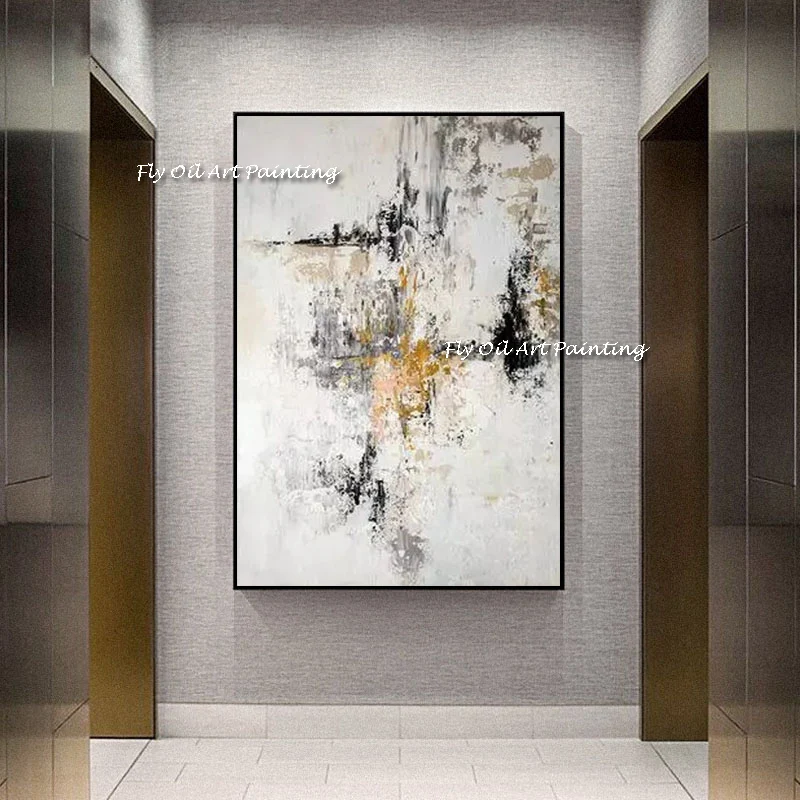 

abstract grey gold foil landscape 100% Hand Painted Abstract Impression Oil Painting On Canvas Wall Pictures Living Room Gift