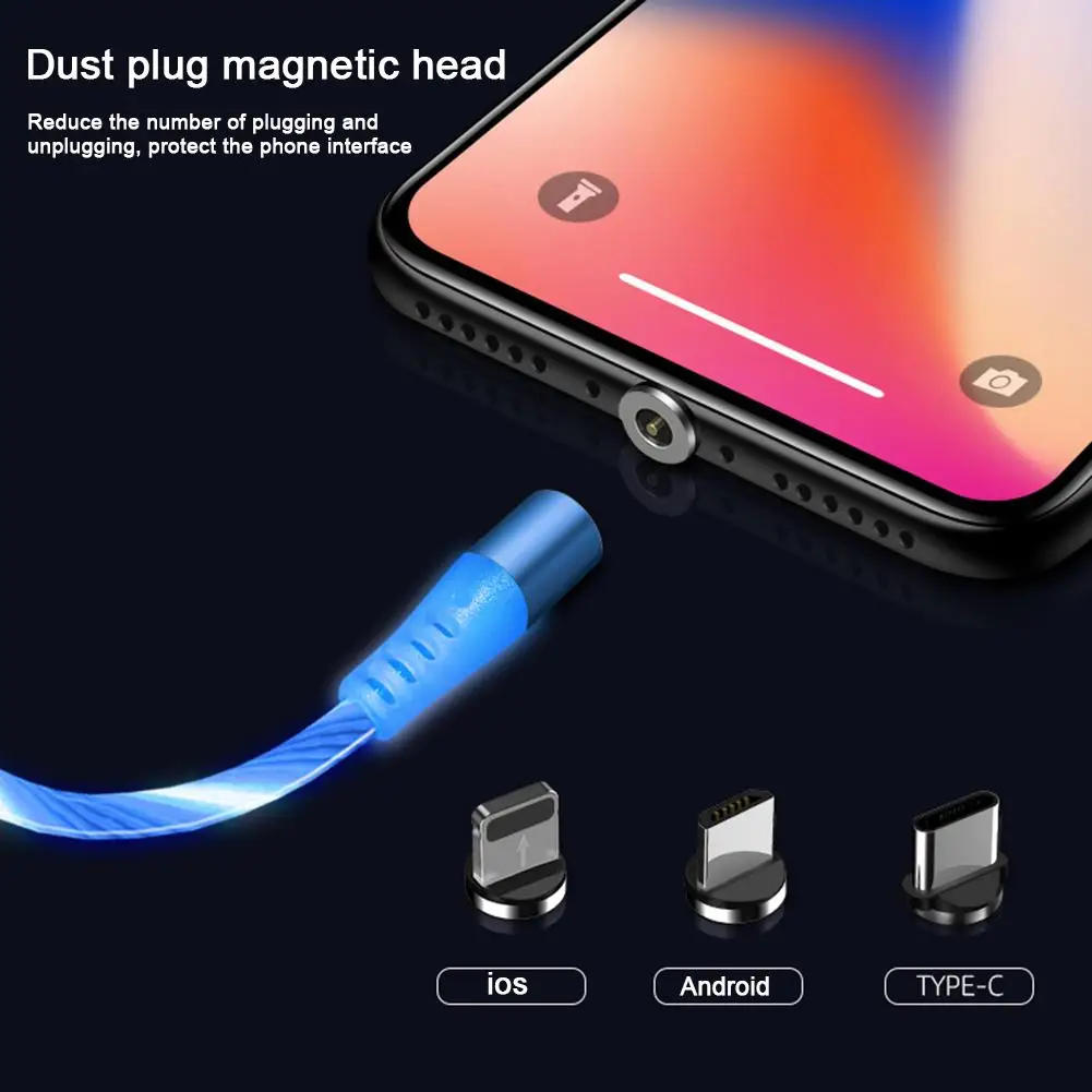 Магнитный зарядный кабель со светодиодный подсветкой светящийся USB-кабель для