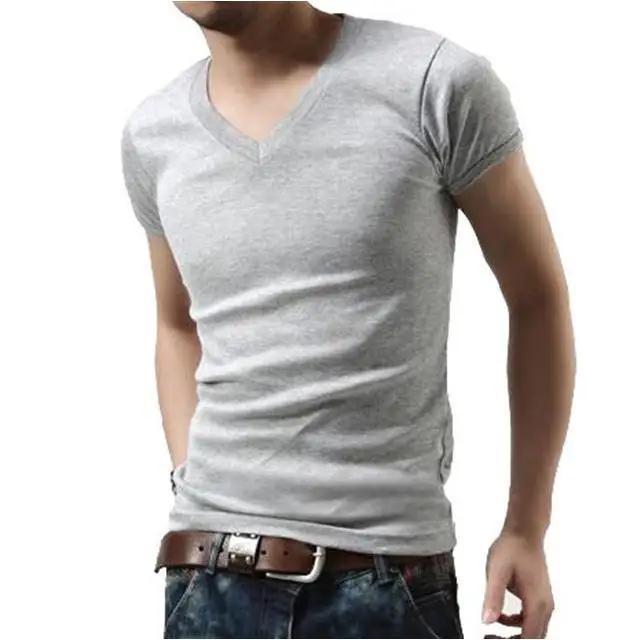 

Summer men's tight T-shirt Korean slim V-neck short sleeve oversize half sleeve Lycra cotton body