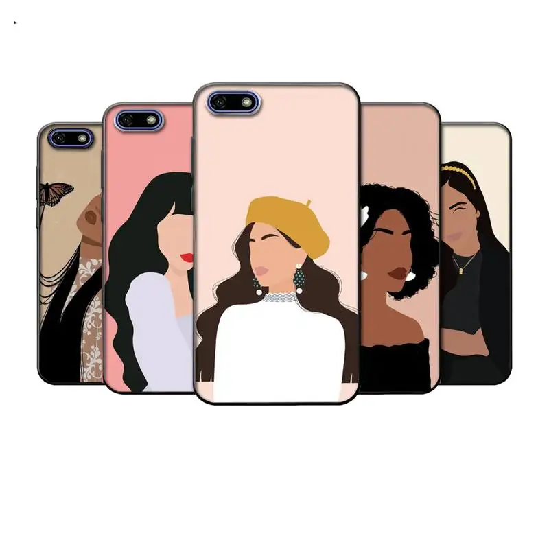 

abstract fashion vintage girl minimalist art Phone Case For Redmi 4X 5plus 6 7 8 9 A Note 9s 4 8 T 9 10 pro Cover Fundas Coque