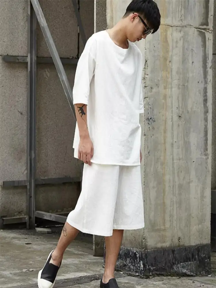 Футболка мужская льняная Повседневная оригинальная большая дышащая модная