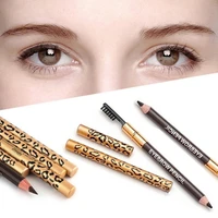 waterproof leopard print makeup double ended eyebrow pencil brush handy cosmetic