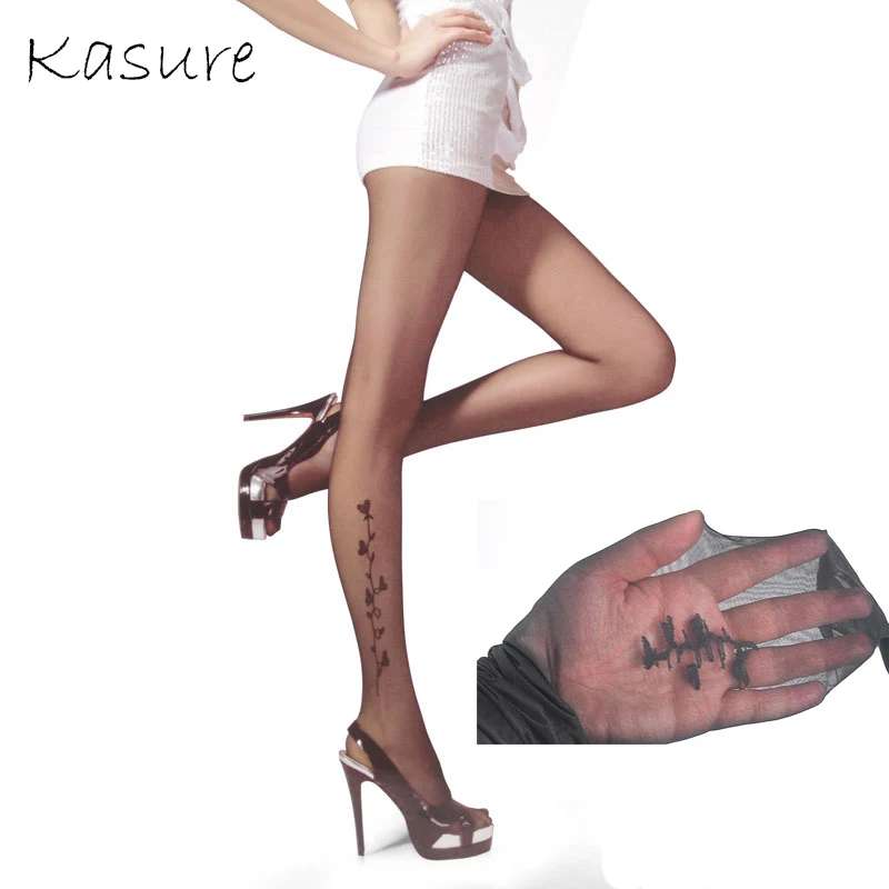 Пикантные женские колготки KASURE с цветочным принтом на лодыжке Новые Нейлоновые