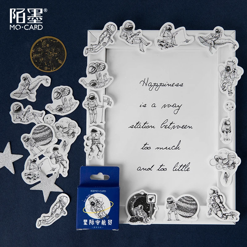 Mo.card retro Interstellar astronauts mini paper diary Scrapbooking sticker Decoration label 1 lot = pack 45 pcs | Канцтовары для