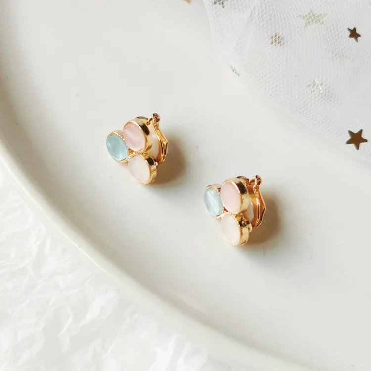 Clip Earrings Blue Многофункциональный Круглый милый без необходимости прокола серьги повседневные забавные серьги ювелирные изделия из Болгарии для Для женщин - Окраска металла: Clip Earrings Blue