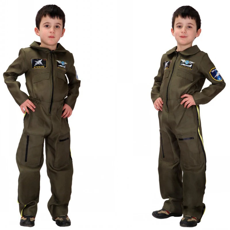 

Cosplay Jumpsuit Cool Army Air Force Halloween Costumes For Kids SWAT Police Uniform Cool Kids Clothing Performance Training