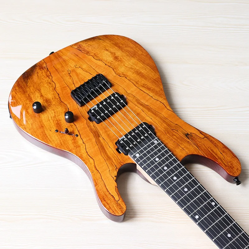 hochglanz 39 zoll elektrische gitarre 7 string karte holz top mit korea made pickup 1 stücke kanada ahorn holz neck free global shipping