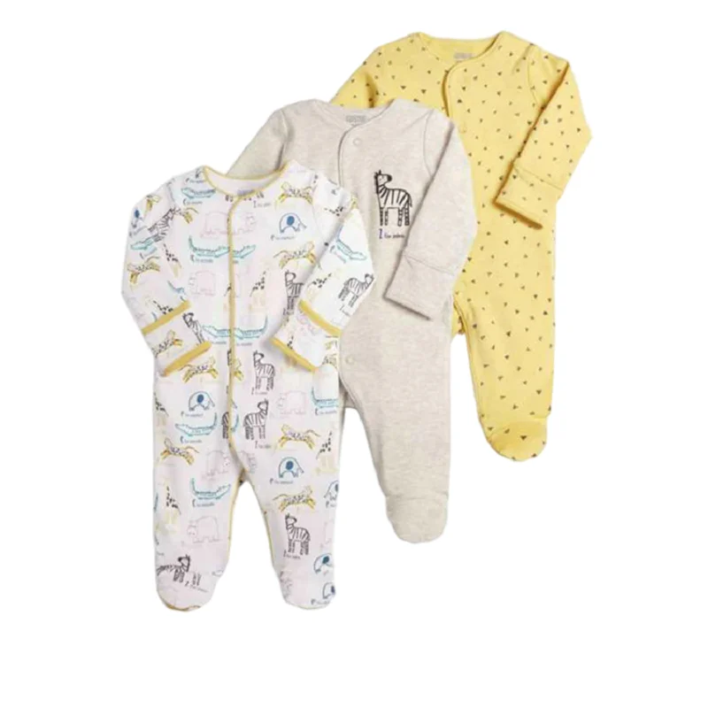 3 шт./партия Детские хлопковые комбинезоны с длинным рукавом