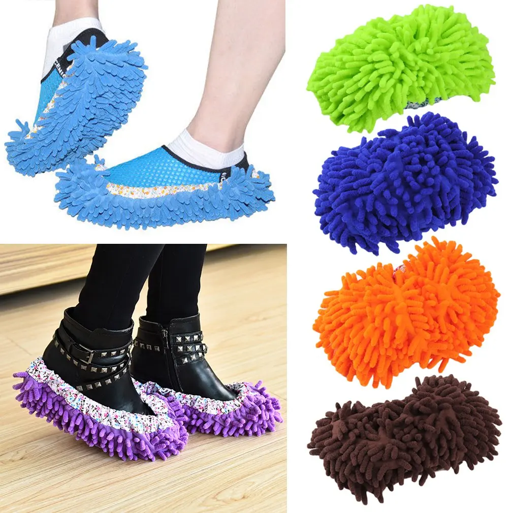 1 Pair Home Non-slip Mop Sweep Floor Cleaning Duster Cloth Housework Lazy Soft Slipper Washable Worldwide sale Drop shipping | Дом и сад