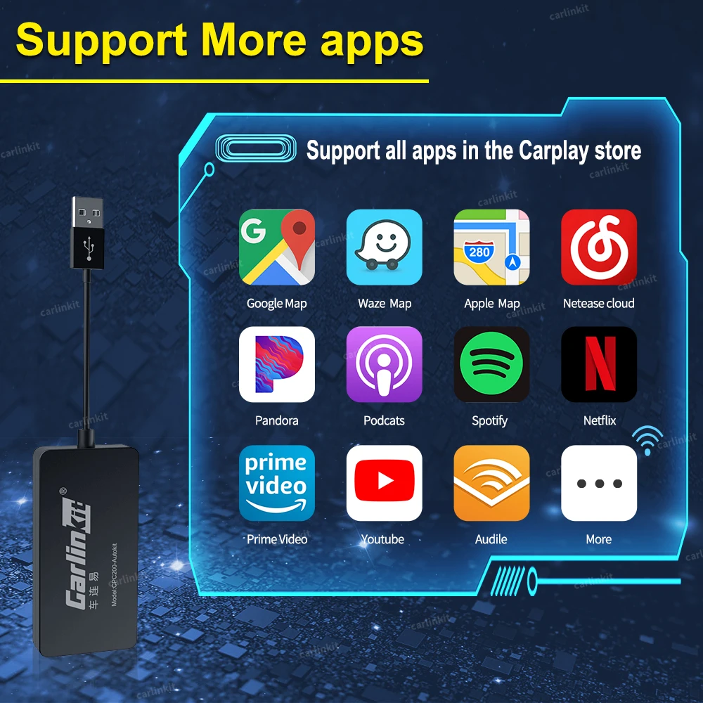 CarlinKit для беспроводного Apple Carplay Dongle Android Авто USB поддержка мультимедийный плеер