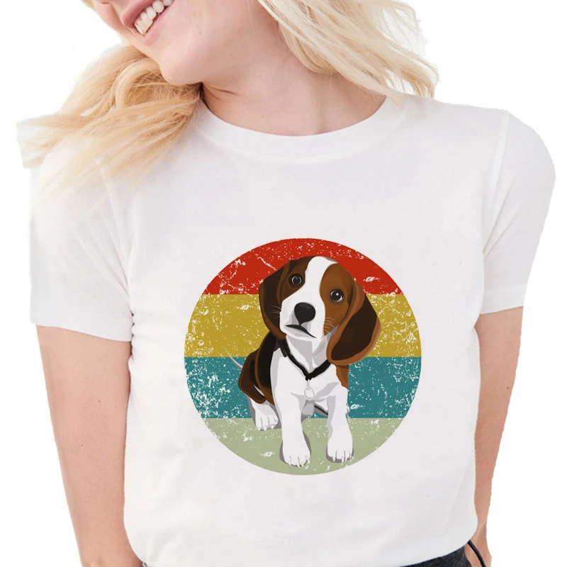 Футболка женская хлопковая в стиле Харадзюку смешная рубашка с рисунком собаки