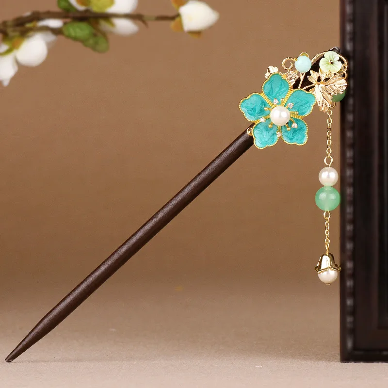 Original Ornament Handmade Antique Hairpin Female Coiled Wood Pearl Tassel Step Shake | Украшения и аксессуары