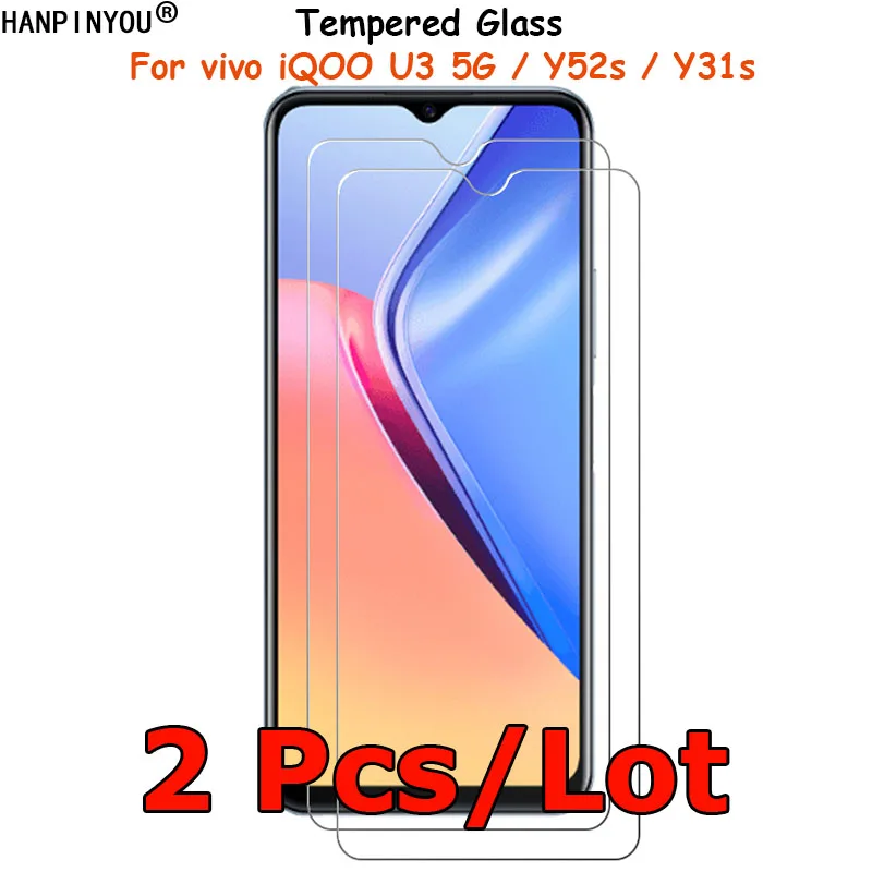

2 Pcs/Lot For vivo iQOO U3 / Y51s / Y31s 5G Clear Tempered Glass Screen Protector Ultra Thin Explosion-proof Protective Film