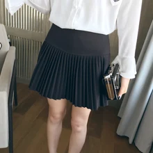 Плиссированные юбки Harajuku с высокой талией однотонная черная