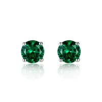 simple silver color 77mm synthetic emeralds gemstone stud earrings for women retro crystal earring jewelry wholesale gifts