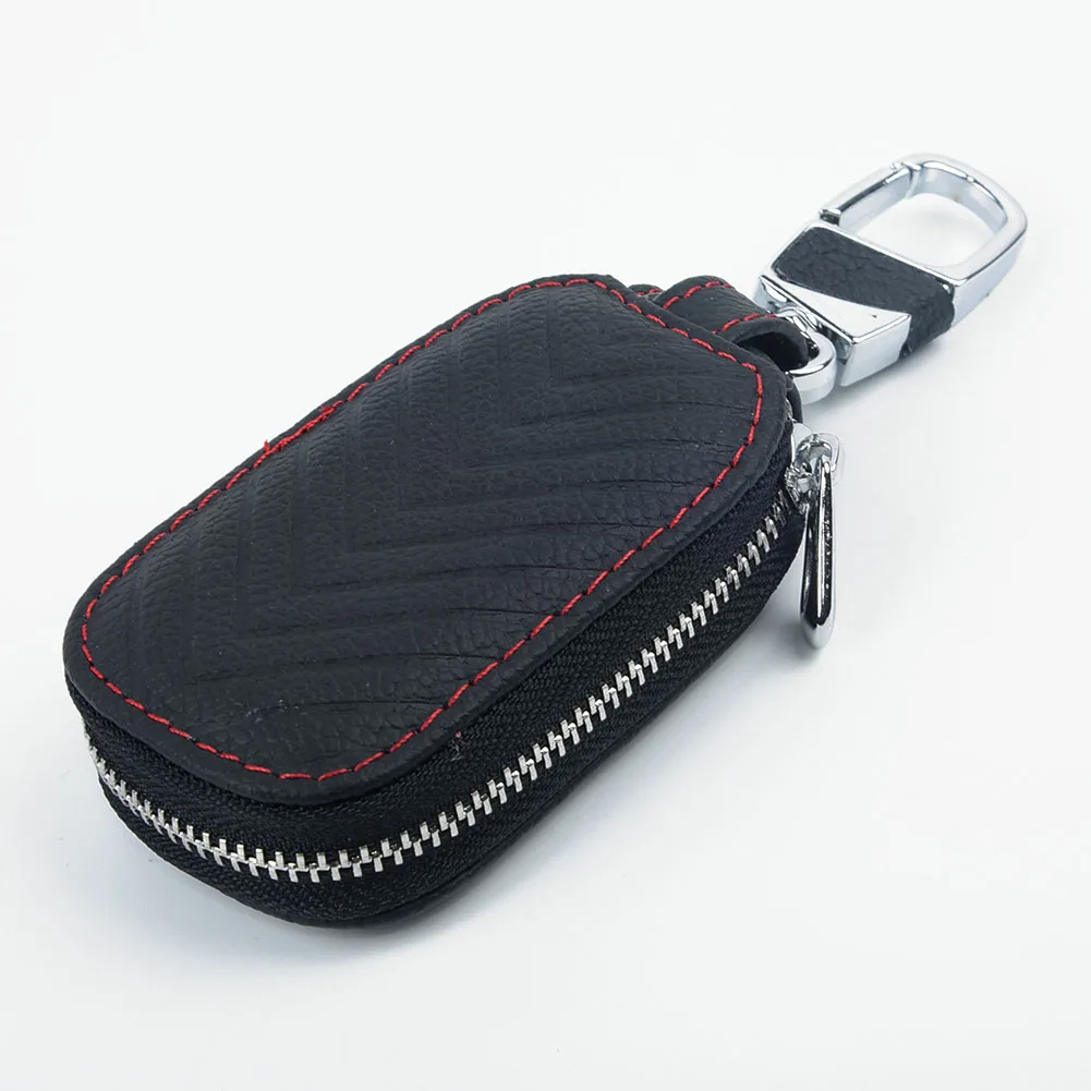 

Car Key Cover Protector Case Key Holder Cover Car Key Chain Bag Genuine Leather Remote Fob Zipper Case