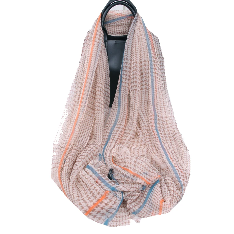 

2021 spring houndstooth silk scarf women, new printed gauze luxury scarf shawl summer soft yarn travel sunscreen thin scarves