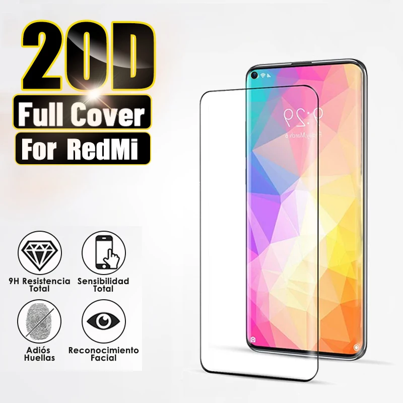 Закаленное стекло 20D 9H для Xiaomi Redmi Note 8 9 Pro 7 8T 9S Защитная пленка HD экрана 8A K30 7A