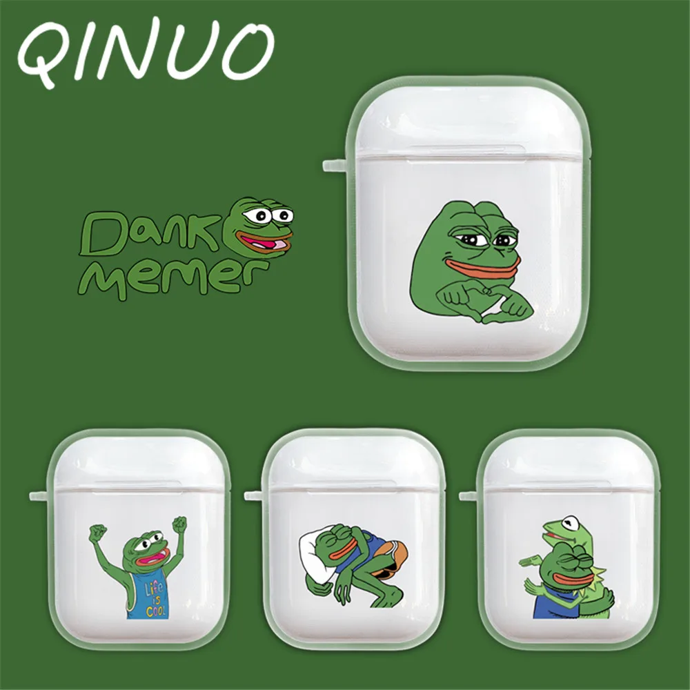 Мультяшный Sad чехол с лягушкой для Apple AirPods беспроводные Bluetooth наушники Pepe Memes мягкий прозрачный чехол для Airpods
