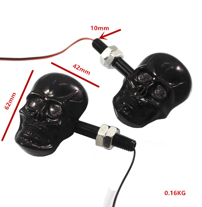 Motorcycle Skull Turn Signal Light LED Universal 10mm Bolt Motorbike Cruiser Chopper Touring Atv Scooter Offroad |