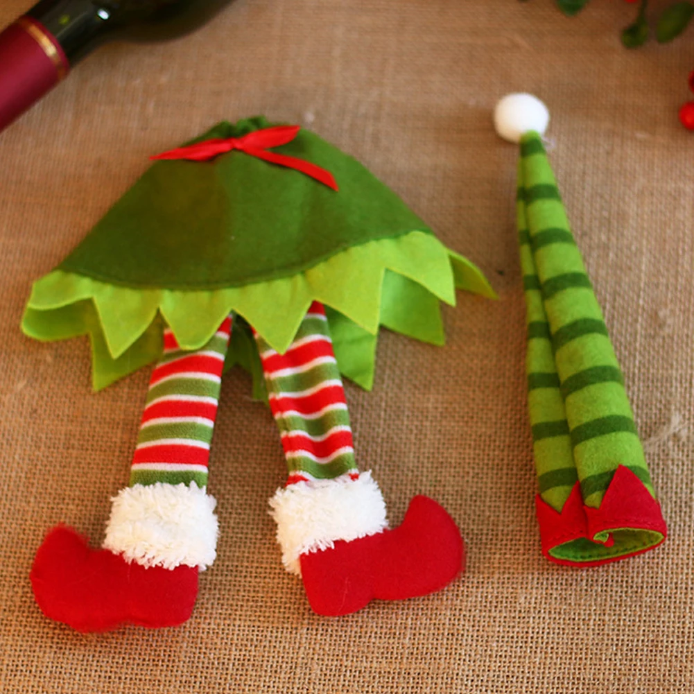 Рождественское украшение для хранения вина полотенца бутылок подарок Санта