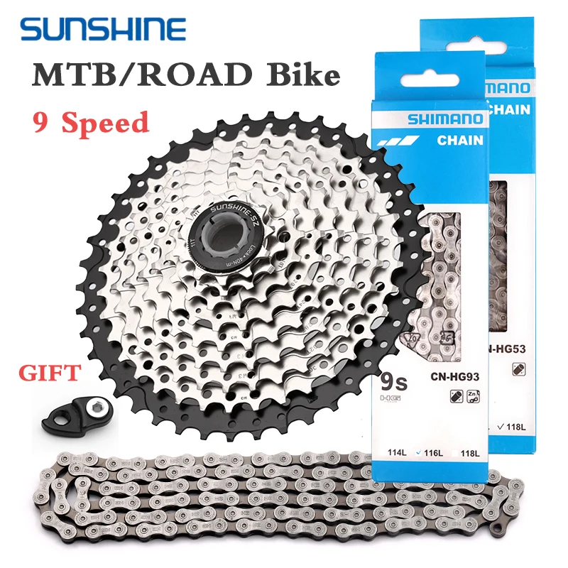 SUNSHINE 9 Speed Flywheel Shimano Road Bike Chain Set HG53 H