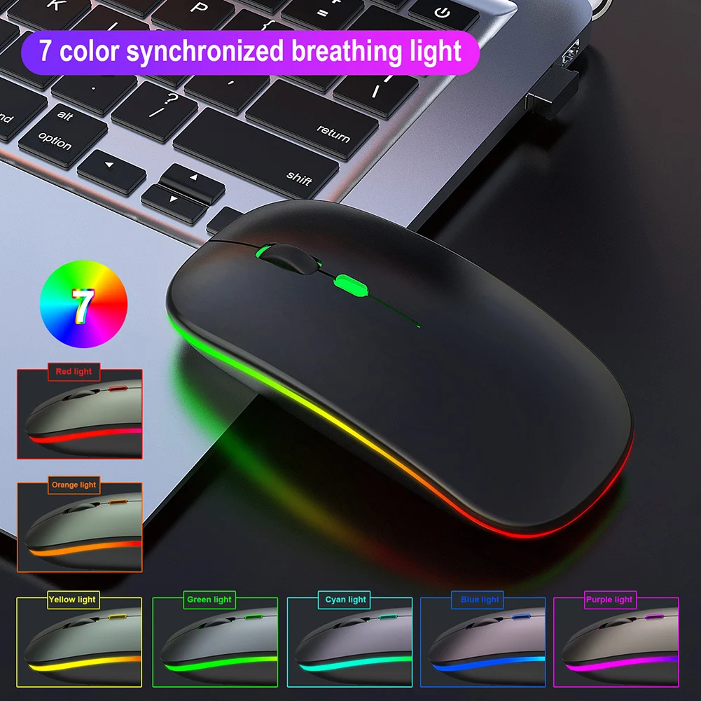 

Portable Ultrathin Mute 2.4GHz Wireless Mouse Rechargeable 1600DPI Adjustable Optical Mice for Laptop PC Office