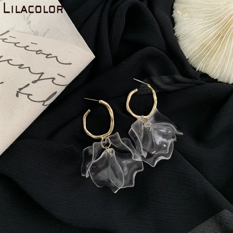 Цветочные прозрачные женские Висячие серьги круглые неправильной формы