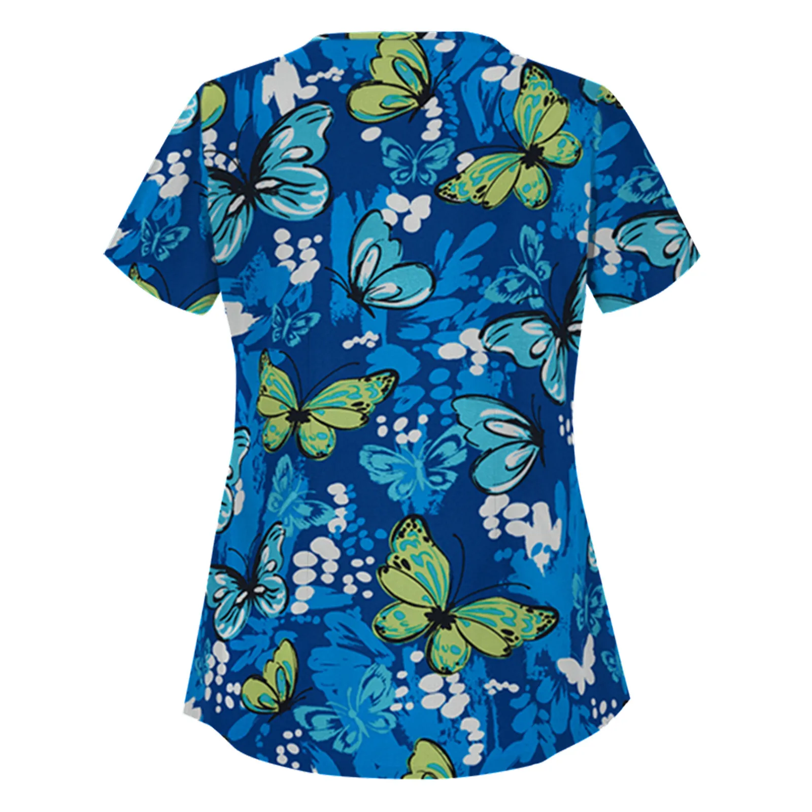 

Heart Print Work clothes Tops Women Fashion Short Sleeve Neck Tops Working Uniform Blouse Shirt Feminina uniforme enfermera