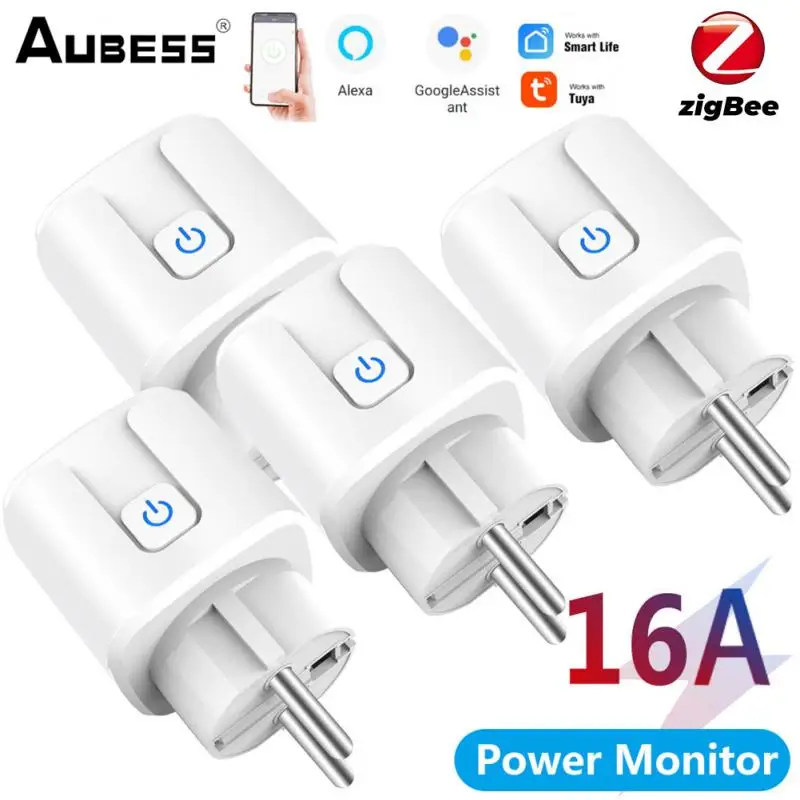 

AUBESS Zigbee Smart Plug Smart Socket EU 16A Power Monitor Timing Function Tuya SmartLife APP Control Works With Alexa Google