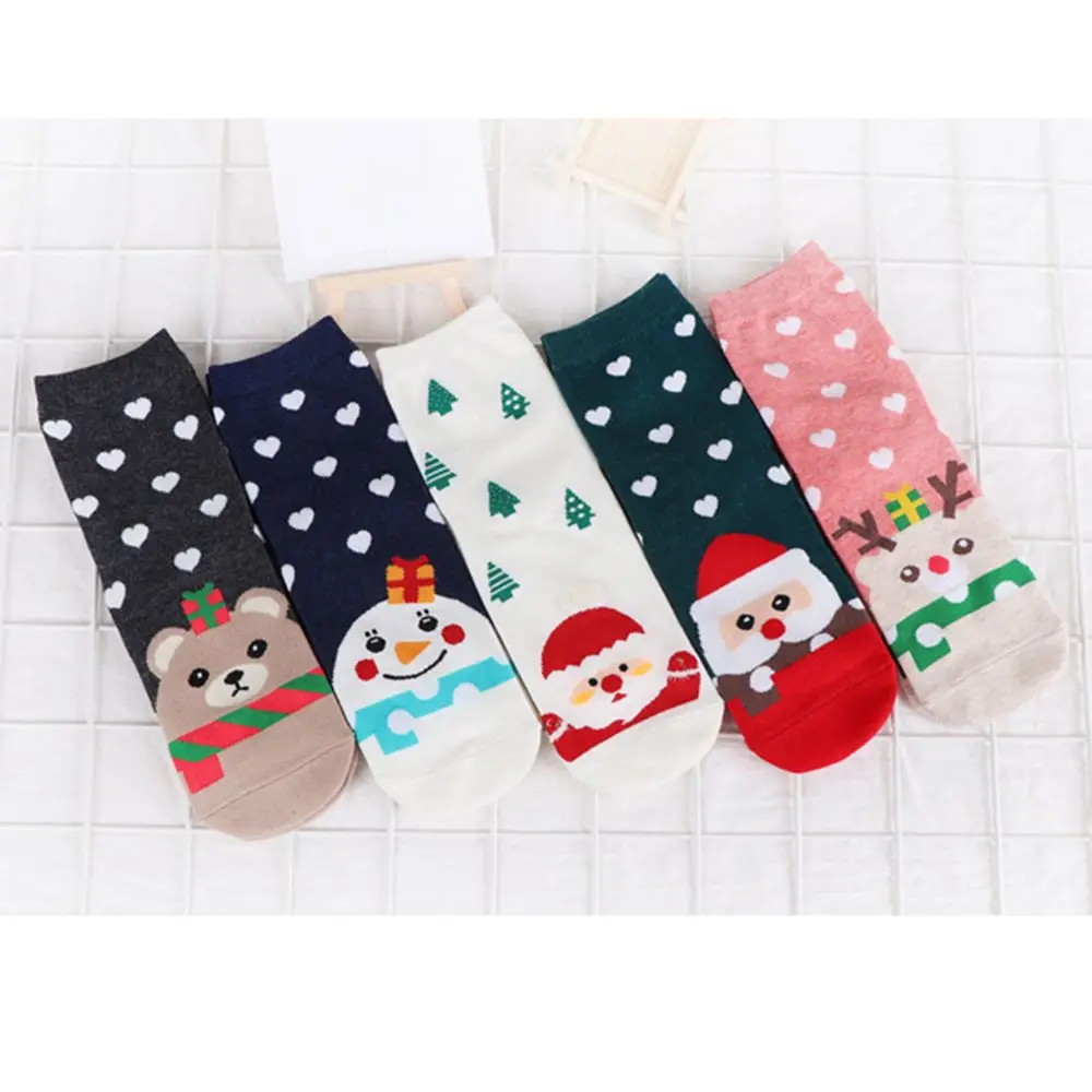 2019 новый дизайн рождественские носки Санта-Клауса женские хлопковые короткие