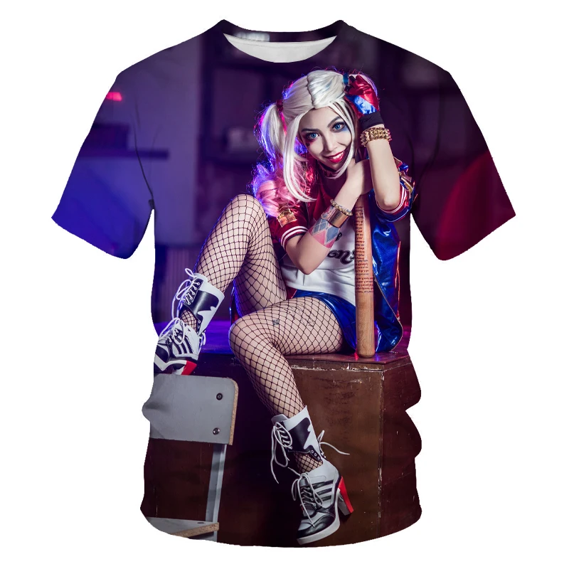 

Clown Girl and Clown 3D Printing Fashion Men's and Women's Short Sleeve T-shirt Soft Material Outdoor Casual Loose Men's T-shirt