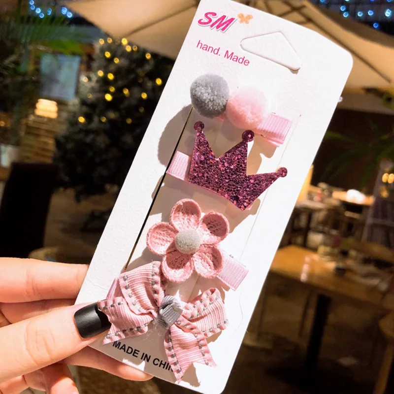 

4 Pcs Hair Pin Children's Hair Accessories Baby Hairpin Set Combinations Princess Cute Baby Hair Card Headwears