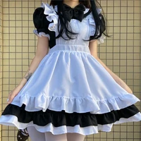 women maid outfit anime cute cat white black lace trim apron cat paw lolita dresses cosplay costume full set plus size xl