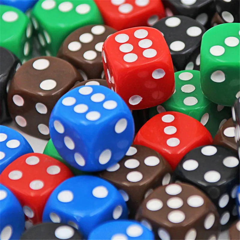 10 шт. Высокое качество 16 мм многоцветные шестисторонние точечные D6 игральные
