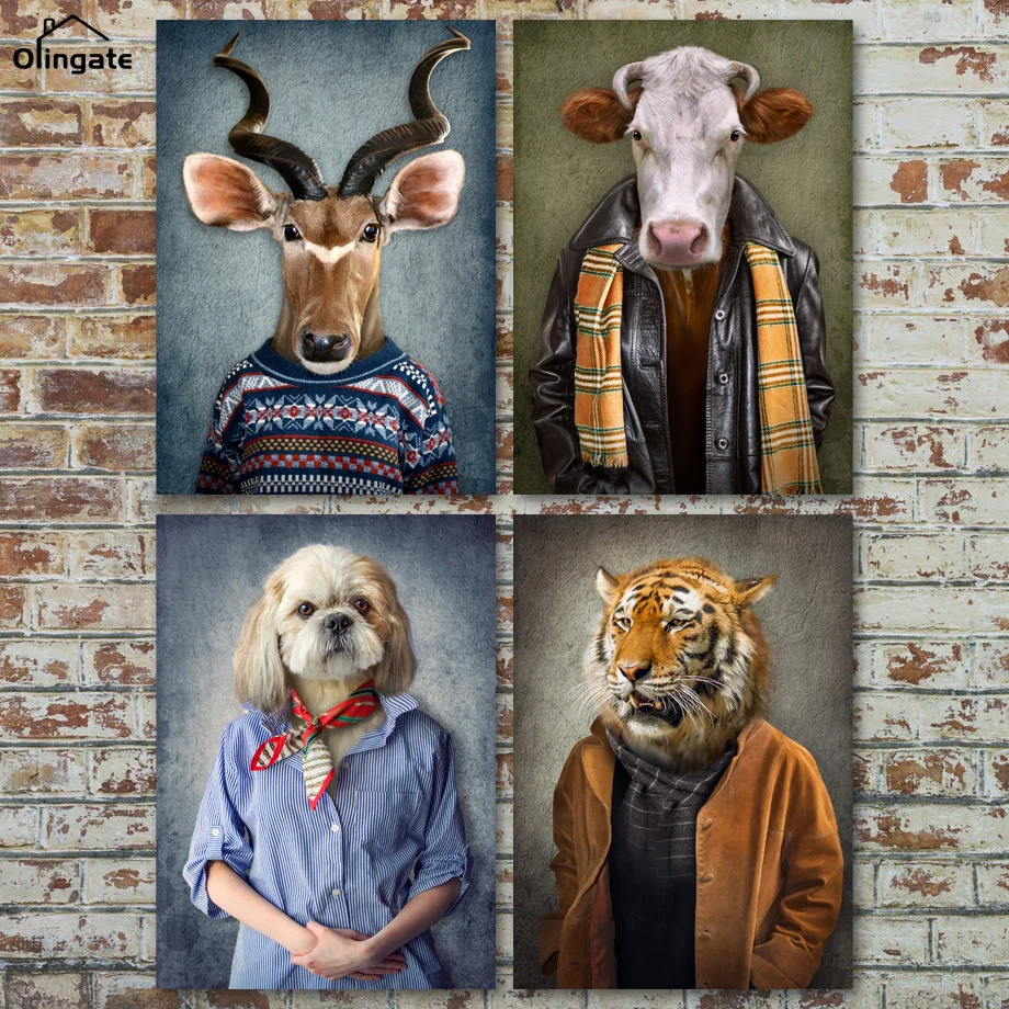 

Modern Abstract Figure Canvas Painting Fantasy Animal Portrait Canvas Art Picture One Piece Canvas Poster Room Home Decoration