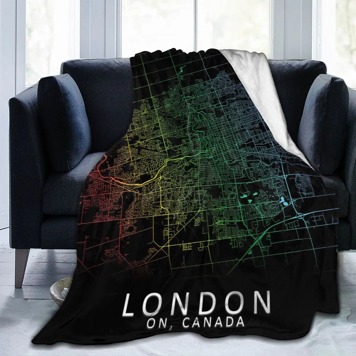 Лондон на Канада город плед с принтом карты покрывало уют составными шарнирами