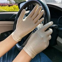 summer thin sun protection gloves unisex women black white etiquette dance gloves solid color elastic cycling driving glove