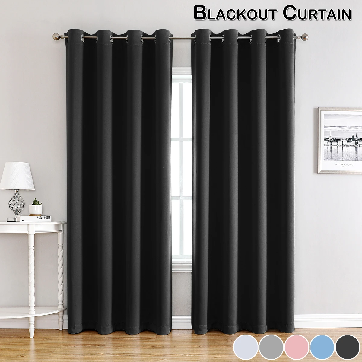 

Thermal Insulated Darkening Curtain For Living Room Grommet Blackout Curtains Solid Colour Window Treatment Bedroom Drapes Decor