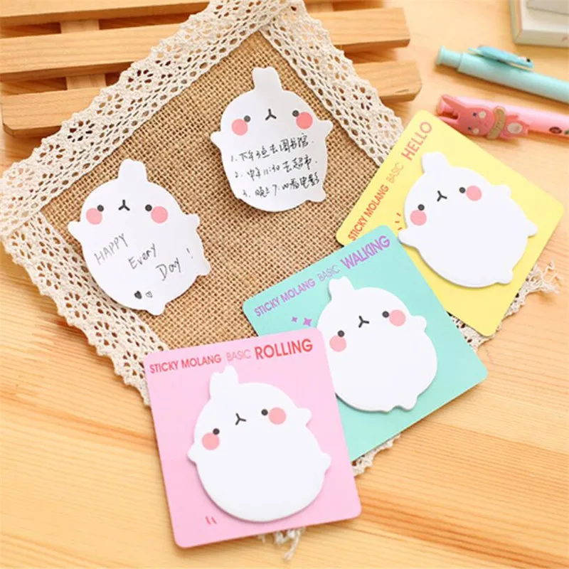 Симпатичный кролик Molang самоклеящийся блокнот для записей стикер заток этикетка