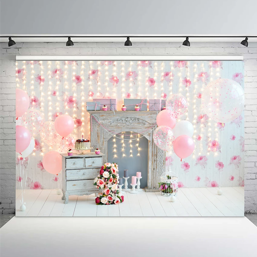 

1st Birthday Party Backdrop for Girls Photography Background Baby Cake Smash Party Banner Photo Shoot Booth for Picture