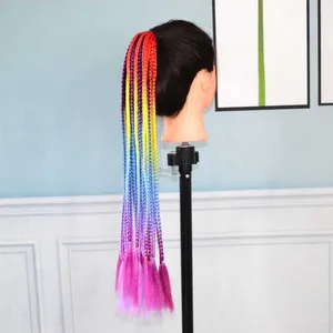 Синтетический конский хвост с резинкой в коробке для наращивания волос, Женский шиньон, прямые, разноцветные