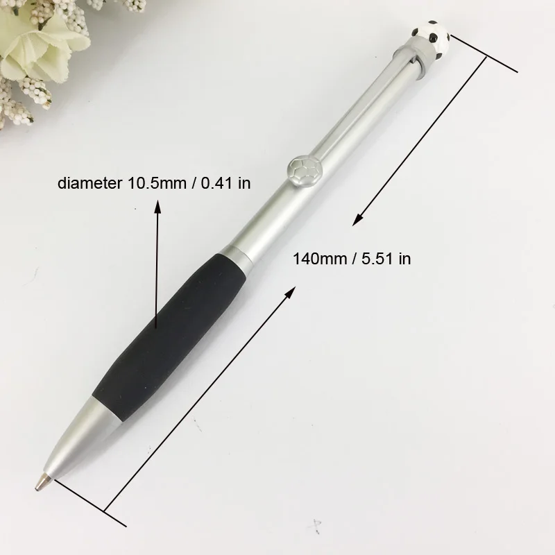ACMECN Cute Sports Ball Pen with Football Design Soft Rubber Grip Twist Mechanical Silver Basketball Pattern Ballpoint Pens