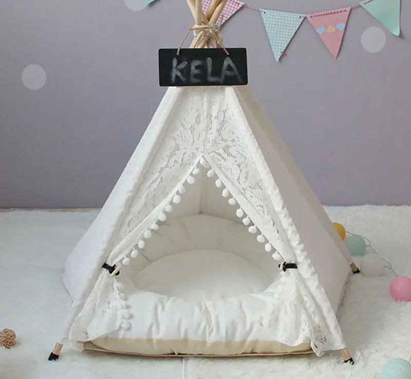 

Кружевная палатка для домашних животных, домик для собаки, моющаяся зимняя палатка, кровать для щенка, кошки, Конура, аксессуары для домашни...